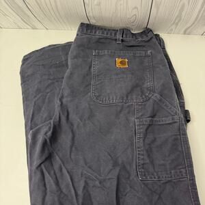 Carhartt Pants Mens 40 x 33  Navy Rugged Thick Carpenter Fit Canvas Cotton